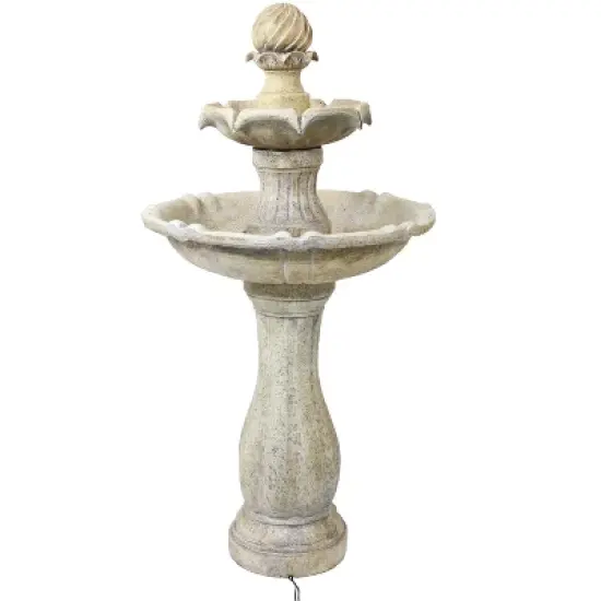 Sunnydaze 45" H Outdoor Arcade 2-Tier Solar Water Fountain with Battery Backup and LED Light image {8}