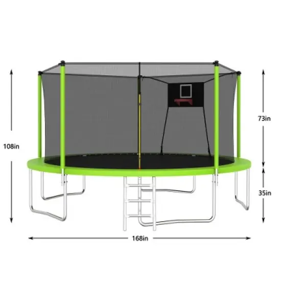 BestParts 14FT Outdoor Trampoline with Safety Net & Basketball Hoop &ndash; Heavy-Duty Recreational Bouncer image {1}