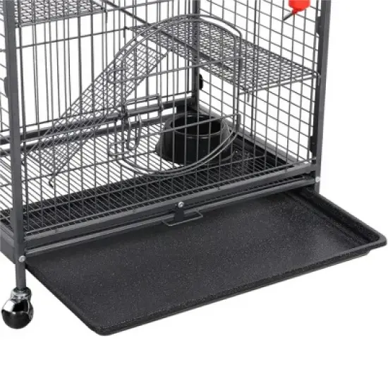 Yaheetech 4-Tier Rolling Large Ferret Cage Small Animals Hutch Black image {6}