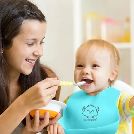 KeaBabies 2-Pack Silicone Bibs For Babies, Food Grade Silicone Baby Bibs for Eating, Feeding, Toddler Bibs, Boys, Girls image {6}