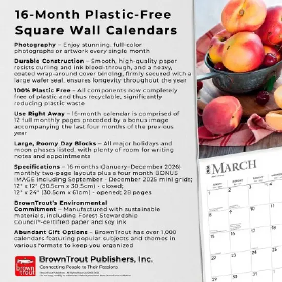 BrownTrout Kitchen 2026 12"x24" Hanging Square Wall Calendar Plastic-Free image {5}