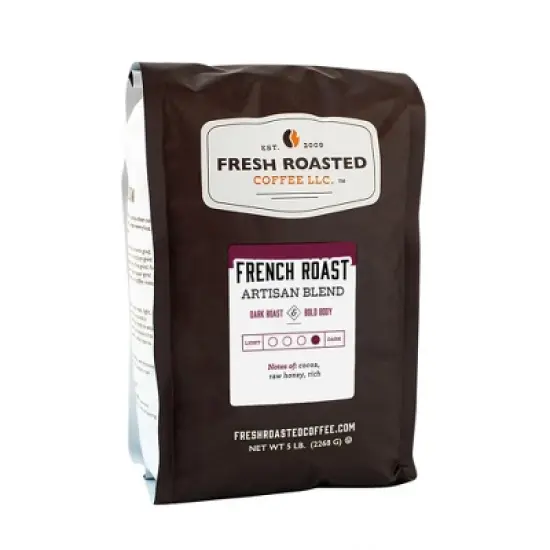 Fresh Roasted Coffee, French Roast Artisan Blend, Dark Roast Whole Bean - 5lb image {4}