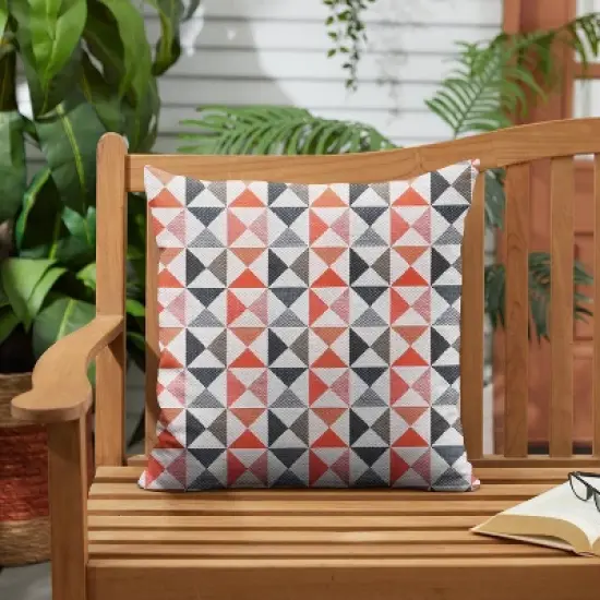 Sunbrella Outdoor Throw Pillow Coral/Navy image {1}