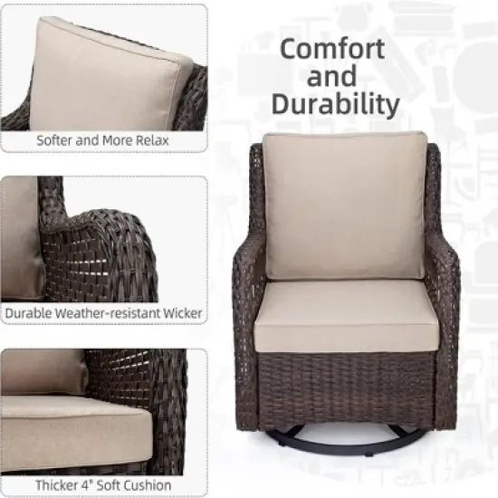 GustoWave 3-Piece Outdoor Wicker Patio Bistro Set  for Backyard, Porch, Deck, Balcony, Garden image {5}