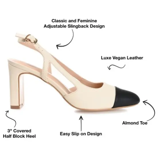 Journee Collection Womens Reignn Sling Back Mid Block Heel Almond Toe Pumps image {7}