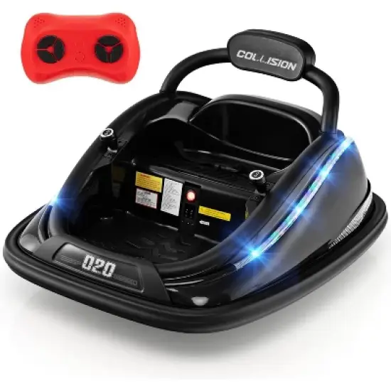Costway Bumper Car for Kids Electric Ride on Car with Remote Control Joystick Flashing LED Lights image {8}