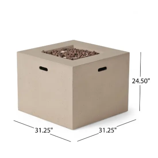 31-Inch Square Outdoor Fire Pit With Built-In Propane Tank Storage And Lightweight Concrete Design image {5}