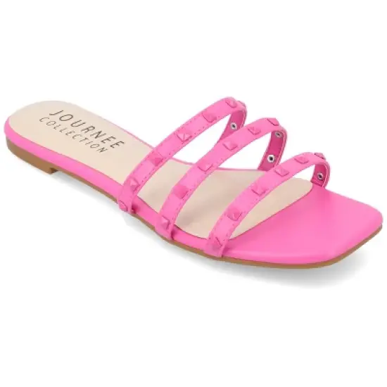 Journee Collection Womens Camarie Slip On Slide Multi Strap Sandals image {12}