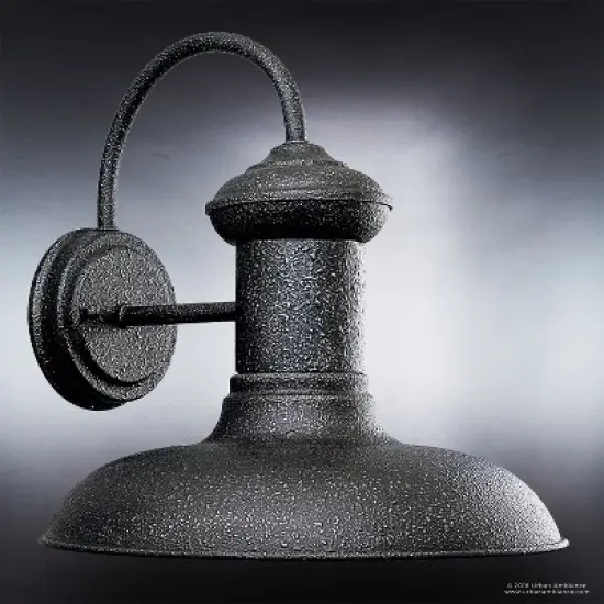 Urban Ambiance Luxury Luxe Industrial Chic Outdoor Wall Light,  12.375"H x 12"W,  Olde Iron Finish, UHP1028 image {2}