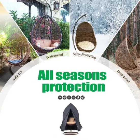 F&J Outdoors Premium Waterproof Outdoor Patio Egg Chair Cover, Gray, 45" x 70" x 45" image {6}