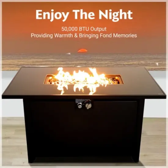 25" H x 42" W Steel Outdoor Fire Pit Table with Lid image {2}