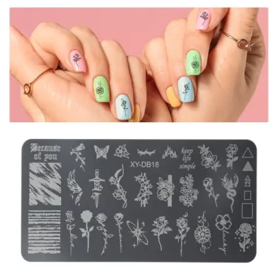 Unique Bargains Colorful Nail Art Stamp XY-DB18 Silver Tone 1 Pc image {2}