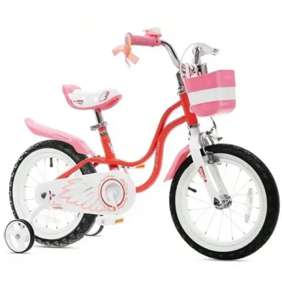 VASIP 14 Inch Girls Bike Kids Bicycle With Basket & Mudguards Toddler Beginner Child Cycle For Age 3-10 Years, Training Wheels Options image {1}
