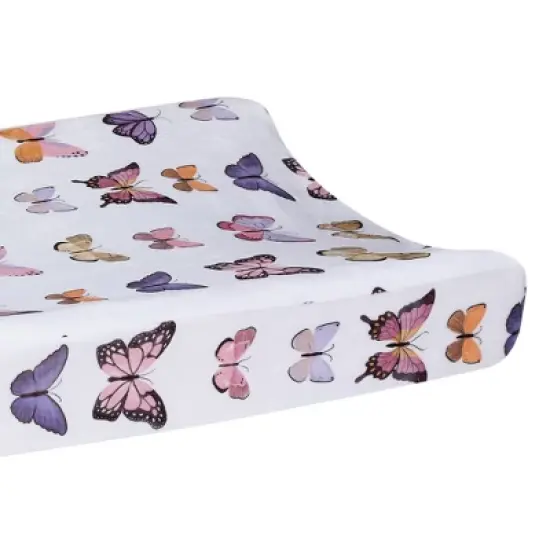 Lambs & Ivy Butterfly Dreams Soft/Cozy Fleece Changing Pad Cover - White image {3}