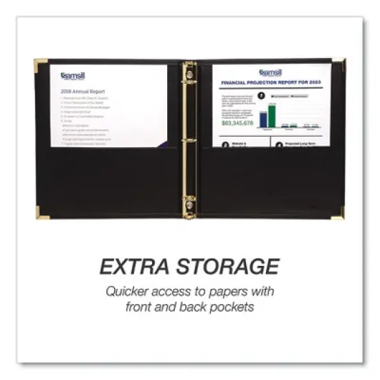 Samsill Classic Collection Ring Binder, 3 Rings, 1" Capacity, 11 x 8.5, Black image {4}