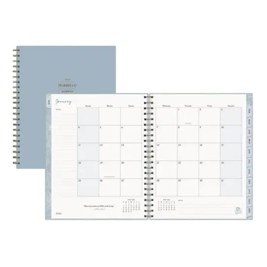 Morris & Co. by Blue Sky 8.5"x11" 2026&nbsp;Weekly/Monthly Wirebound Planner Hardcover Solid Dearle Blue image {3}