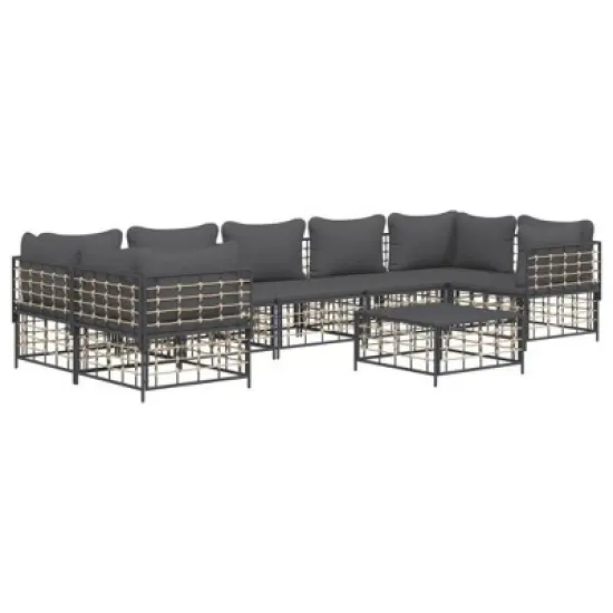 vidaXL Garden Lounge Set Anthracite Poly Rattan Large Modular image {2}