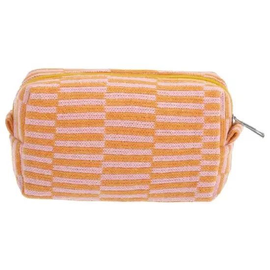 Unique Bargains Portable Knitting Makeup Bag Orange Pink 1 Pc image {3}