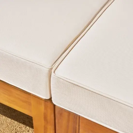 GDFStudio Keith Outdoor Acacia Wood Loveseat with Cushions image {6}