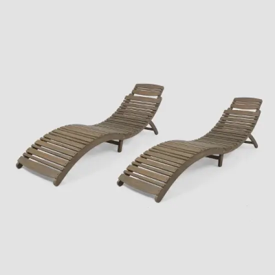 Lahaina 2pk Acacia Wood Foldable Chaise Lounge: Weather-Resistant, No Assembly - Christopher Knight Home image {1}