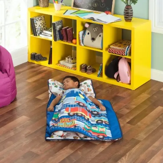 Everyday Kids Toddler Nap Mat &ndash;Choo Choo Train &ndash; Soft Microfiber, Rollup with Handle & Pillow, for Preschool, Daycare, or Travel -Ages 2-6 years image {1}