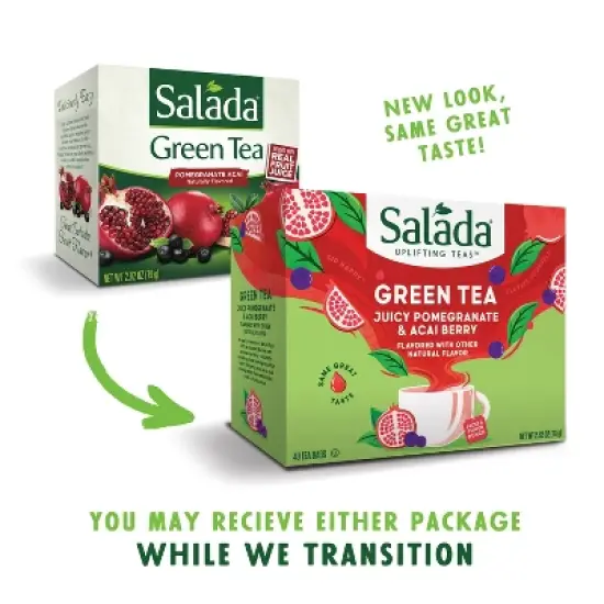 Salada Pomegranate Acai Berry Green Tea with 40 Individually Wrapped Tea Bags Per Box (Pack of 6) image {3}