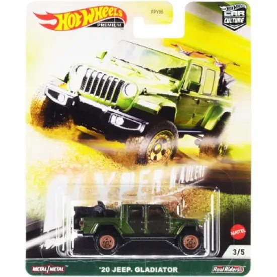 2020 Jeep Gladiator Rubicon Pickup Truck & Two Motorcycles Green Met. & Gray "Hyper Haulers" Diecast Model Car by Hot Wheels image {2}