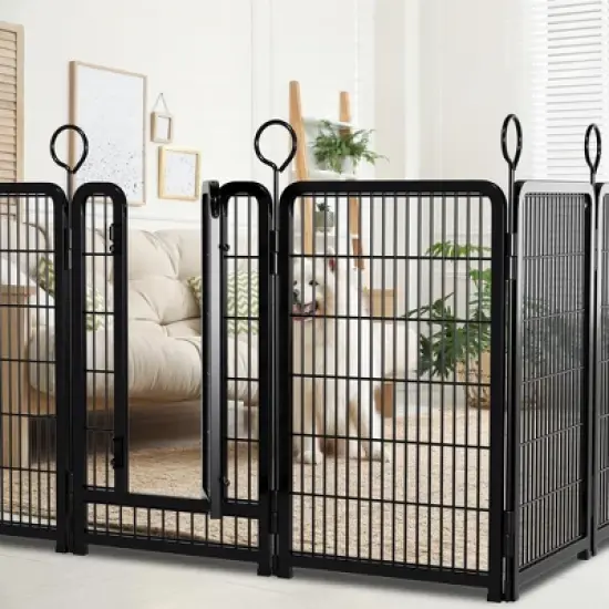 KTMBDW 16 Panels Heavy Duty Metal Playpen with Self-Locking Gate, Extra Tall 40" Dog Fence Pet Exercise Pen for Outdoor and Indoor-Large Dogs, Black image {3}