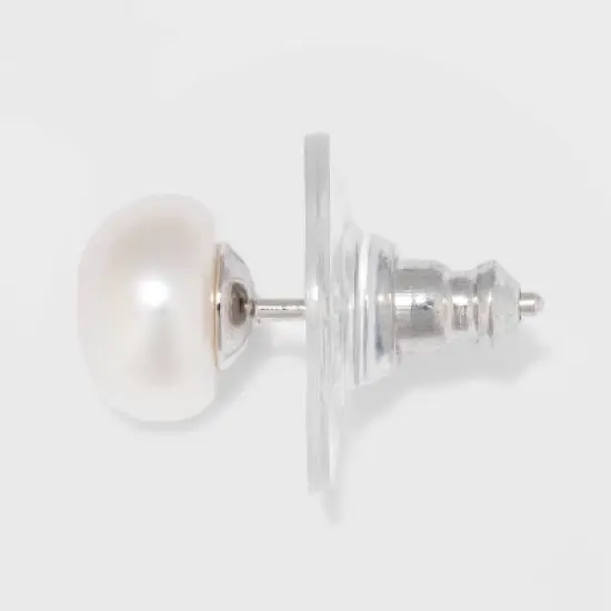 Freshwater Pearl Sterling Silver Stud Fine Jewelry Earrings 2pc - A New Day&trade; Silver/White image {1}