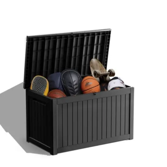 Sersper 230 Gallon Waterproof & UV Resistant Deck Box, Lockable, Black - For Garden Tools & Outdoor Use (2 Pack) image {3}