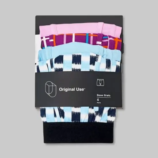 Men's Plaid/Solid Boxer Briefs 4pk - Original Use&trade; Blue/Pink/White image {1}