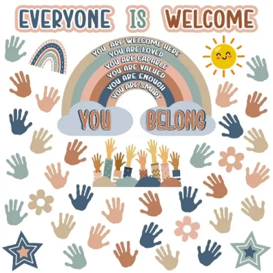 4E's Novelty 46 Pcs "Everyone is Welcome" Boho Classroom Bulletin Board Sets, Boho Welcome Bulletin image {7}