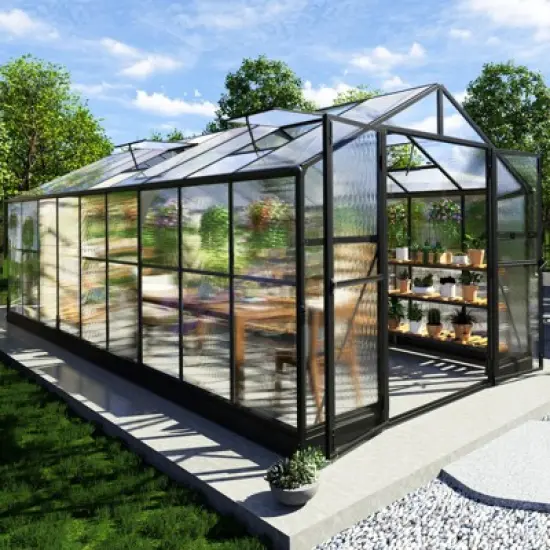 AMERLIFE Polycarbonate Greenhouse, Quick-Connect Frame, 4 Vents, Swing Lock Door image {7}