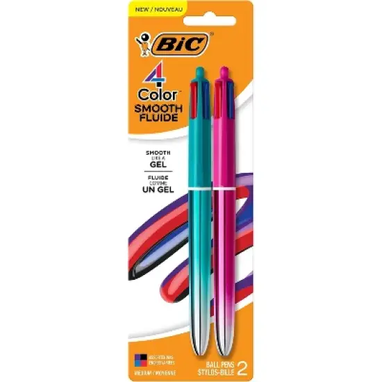 BIC 4-Color Smooth Retractable Ballpoint Pen Assorted Ink 2/Pack (MMSGP2-AST) image {7}