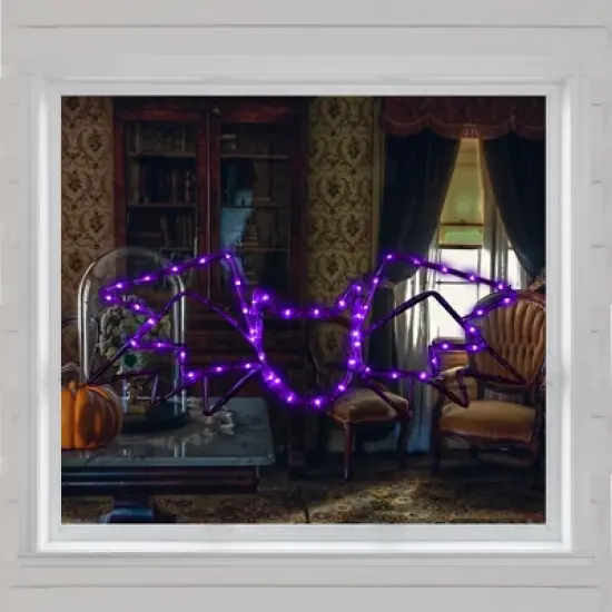 Northlight LED Lighted Bat 4-Function Halloween Window Decoration - 23.5" - Purple Lights image {2}