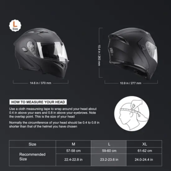 VEVOR Motorcycle Helmet, Unmasked, Smart Street ABS & High Density Helmet with Bluetooth Slot & Interchangeable Lens, Black image {2}