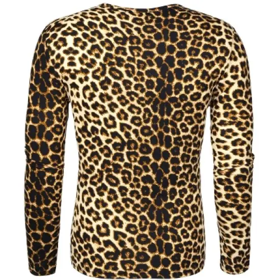 Lars Amadeus Men's Leopard Printed Slim Fit Pullover T Shirt image {2}
