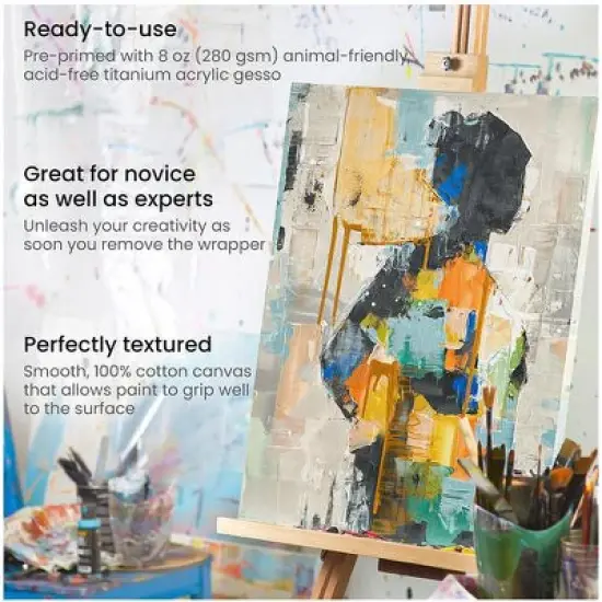 Arteza Stretched Canvas Value Pack, 30" x 40", Blank Canvas Boards for Painting - 2 Pack image {3}