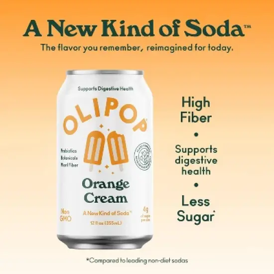 OLIPOP Orange Cream Prebiotic Soda - 12 fl oz image {2}