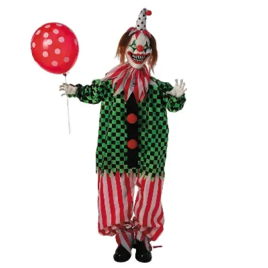 51 1/2" Animated Standing Clown with Polka Dot Balloon Halloween Decoration image {1}