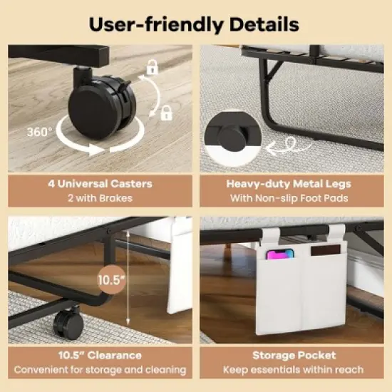 Costway 75" x 39" Folding Bed with Memory Foam Mattress & Pillow Dust Cover Metal Frame image {7}