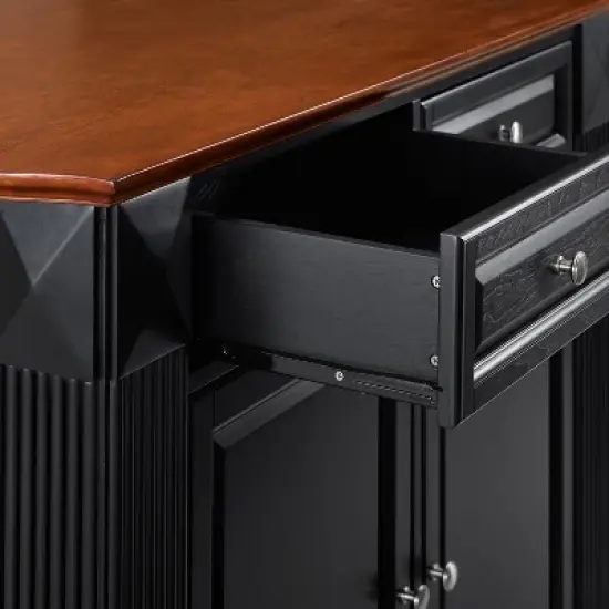 Coventry Drop Leaf Top Kitchen Island with X-Back Stools Black - Crosley image {9}