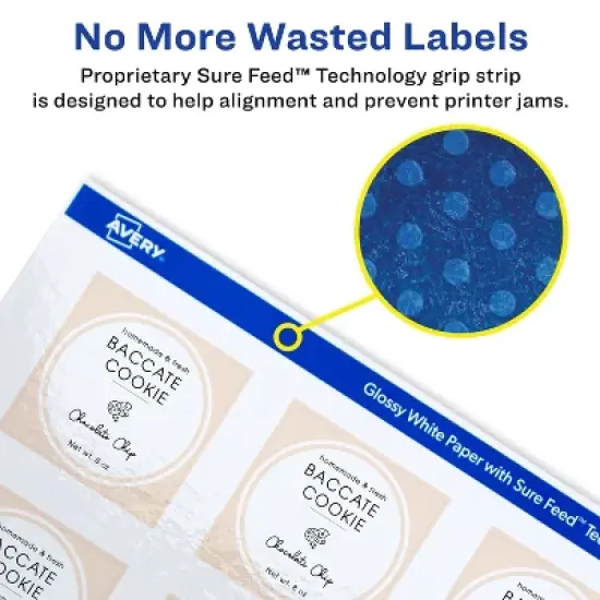 Avery Square Labels with Sure Feed, 3" x 3", 600 Glossy White Labels image {3}