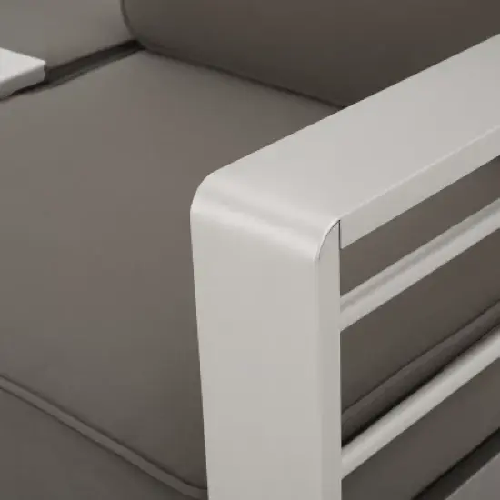 Christopher Knight Home Cape Coral Outdoor Aluminum 7 Seater Chat Set with Fire Pit image {7}