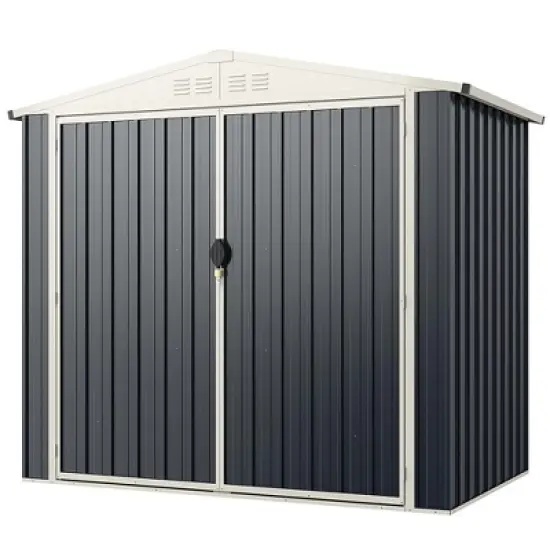 Costway 7 x 4 FT Metal Outdoor Storage Shed Snap-on Structures for Efficient Assembly image {10}