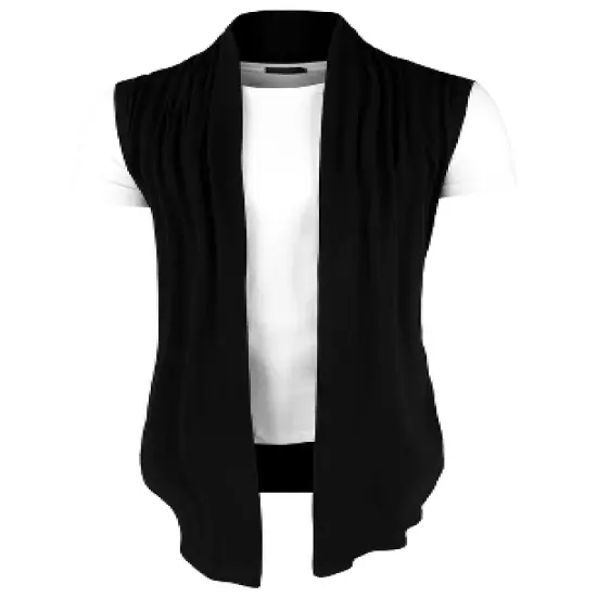 Lars Amadeus Men Casual Open Front Sleeveless Irregular Hem  with No Button Cardigan Vest image {8}