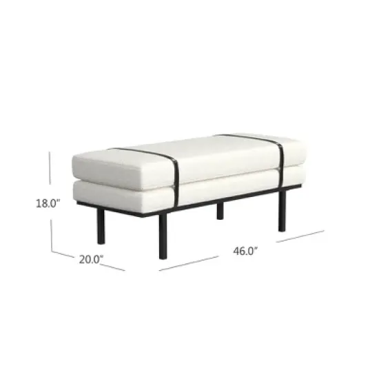Upholstered Bench with Metal Base Cream Boucle - HomePop image {6}