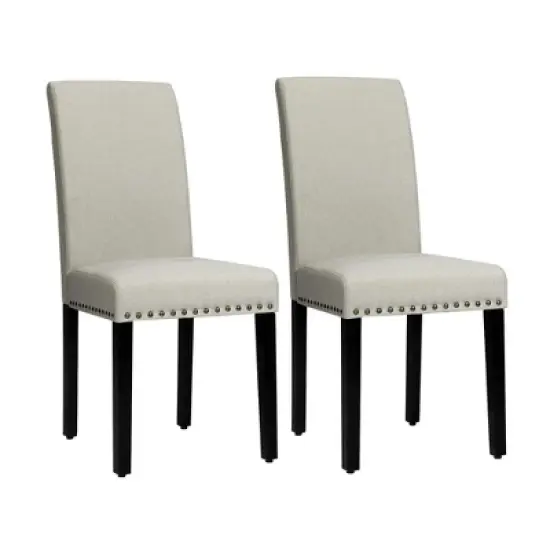 Costway Set of 2 Fabric Dining Chairs Upholstered with Nailhead Trim image {10}