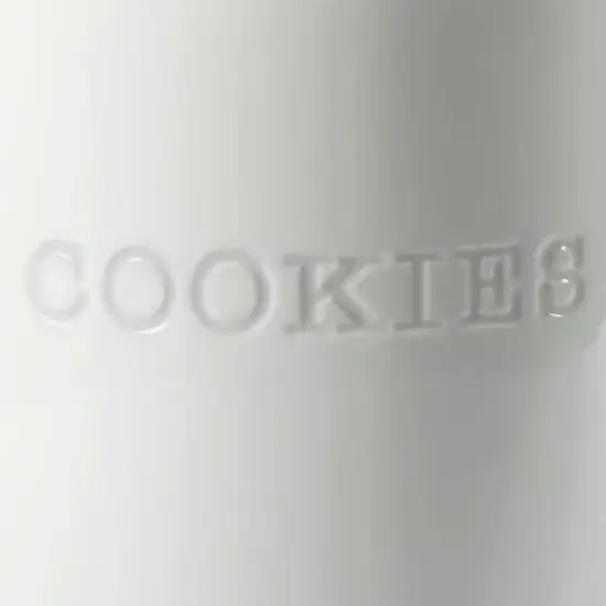 Our Table Simply White 132 Ounce Porcelain Word Cookie Jar With Air Tight Lid image {2}