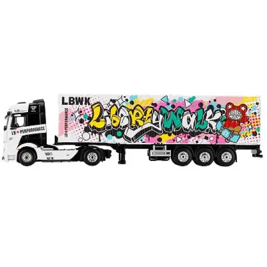 Mercedes Benz Actros with 40' Container "LBWK Kuma Graffiti" White with Graphics 1/64 Diecast Model by True Scale Miniatures image {2}